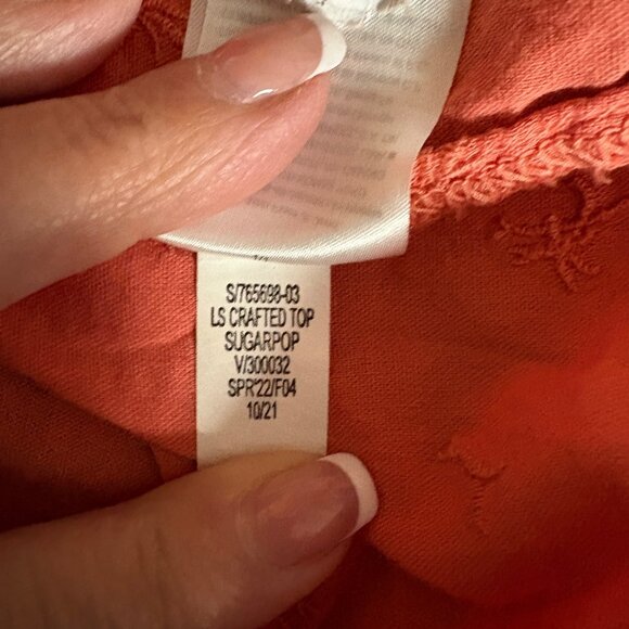 Old Navy Blouse Women Sz Large Embroidered Button-Down Puff Sleeves Peasant Top - Picture 11 of 13